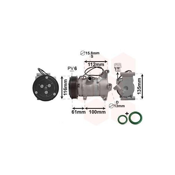 Van Wezel 2701K700 - Compressore Aria Condizionata Oe D65161450G Per 2 (De, Dh)-image