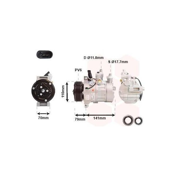 Van Wezel 3001K710 PXC14 Condizionatore D'aria Compressore Pag 46 R134A Adatto Per MERCEDES-BENZ Classe C Station Wagon (S205) Classe C Berlina (W205)-image