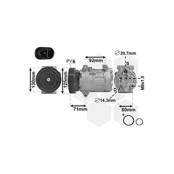 Van Wezel 4300K441 - Compressore Aria Condizionata Oe 8200470242 Per Almera Ii (N16), Qashqai +2 I (J10), Grand Scenic Ii (Jm), Megane Ii, Scenic Ii-image