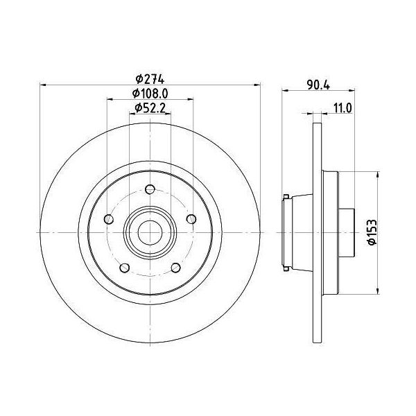 Hella 8DD 355 133-851 - Oe 4154200102 Disco Freno Per Citan (W415), Kangoo (Kw), Kangoo (Fw)-image
