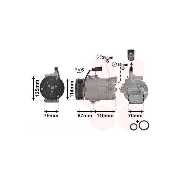 Van Wezel 5801K705 DV9 Climatizzatore Compressore Climatizzatore Pag 46 R134A Per Vw Up! Hatchback (121, 122, BL1, BL2) Load Up! Furgone (121, 122, BL1, BL2)-image