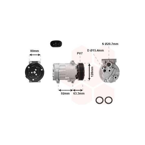 Van Wezel 4300K369 - Compressore Aria Condizionata Oe 8200053264 Per Megane Ii, Megane Iii, Scenic Ii, Grand Scenic Ii (Jm)-image
