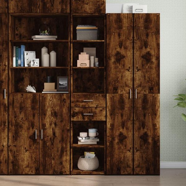 Maison Exclusive - Credenza Rovere Fumo 40X42,5X185 Cm In Legno Multistrato-image