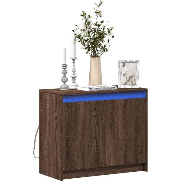 Credenza Vidaxl Led Look Rovere Marrone 72X34X61 Cm Materiale A Base Di Legno-image