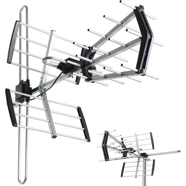Antenna Esterna Vayox DVB-T/T2 VA900 | 4K | Vhf Uhf | 75Ohm | 80 Km | Argento/Nero-image