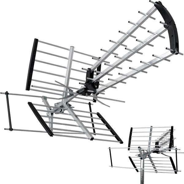 Antenna Esterna Vayox DVB-T/T2 VA2000 | 4K | Vhf Uhf | 75Ohm | 120 Km | Argento/Nero-image