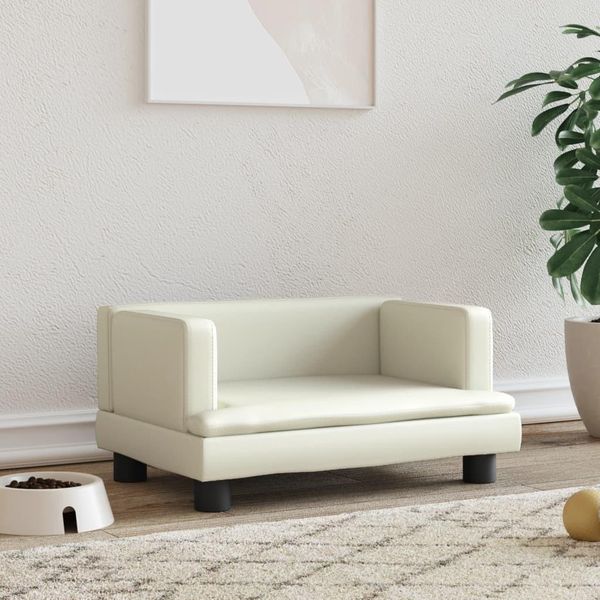 The Living Store Letto Per Cani Crema 60X40X30 Cm In Pelle Finta-image
