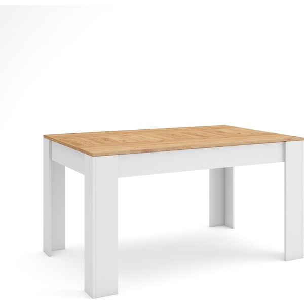Tavolo Da Pranzo, 140X90X76Cm, Per 6 Persone, Tavolo Cucina, Rovere E Bianco-image