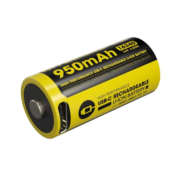Nitecore NL169R | Batteria Ricaricabile Agli Ioni Di Litio 16340 Con Porta Usb 950 Mah-image