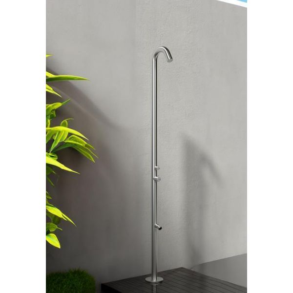 Doccia Esterna Sined | Quartu - 229 Cm - Acciaio Inox Aisi 316L - Alta Qualità - Con Doccia A Pedale - Resistente Alla Corrosione-image