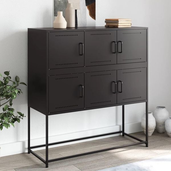 Maison Exclusive - Credenza Nera 100,5X39X107 Cm Acciaio-image