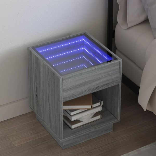 Maison Exclusive - Comodino Con Led Infinity Rovere Sonoma 40X40X50 Cm-image