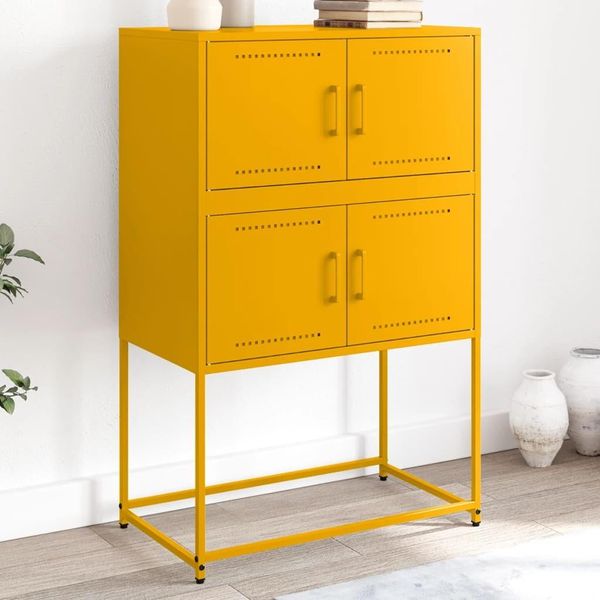 Maison Exclusive - Credenza Giallo Senape 68,5X38,5X107 Cm Acciaio-image