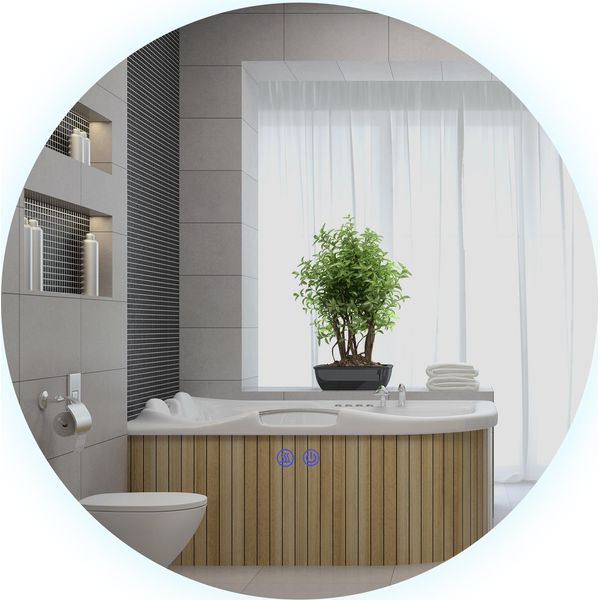 Specchio Da Bagno Kleankin Con Illuminazione, Specchio Da Parete Con 3 Colori Di Luce, Specchio Illuminato IP44 Con Interruttore A Sfioramento, Funzione Memoria-image