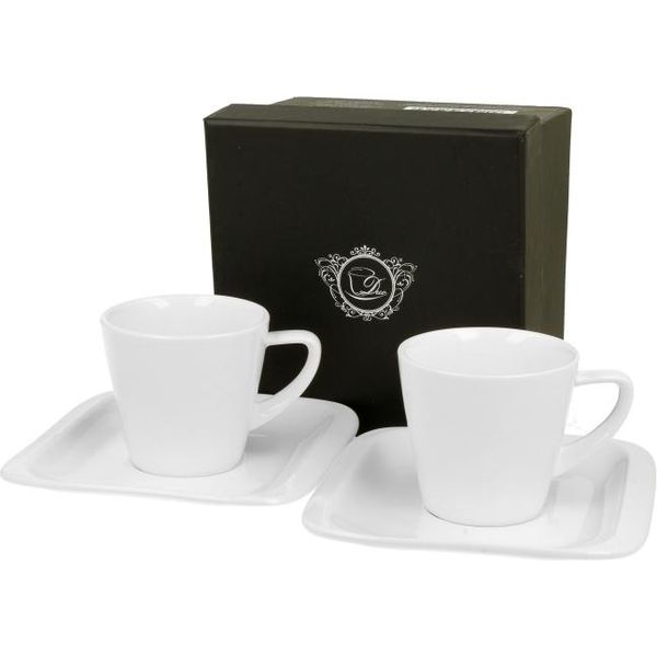 Duo White Collection Set Di 2 Tazze Da Espresso Infinity 80 Ml Con Piattino Nuova Porcellana Bone China-image