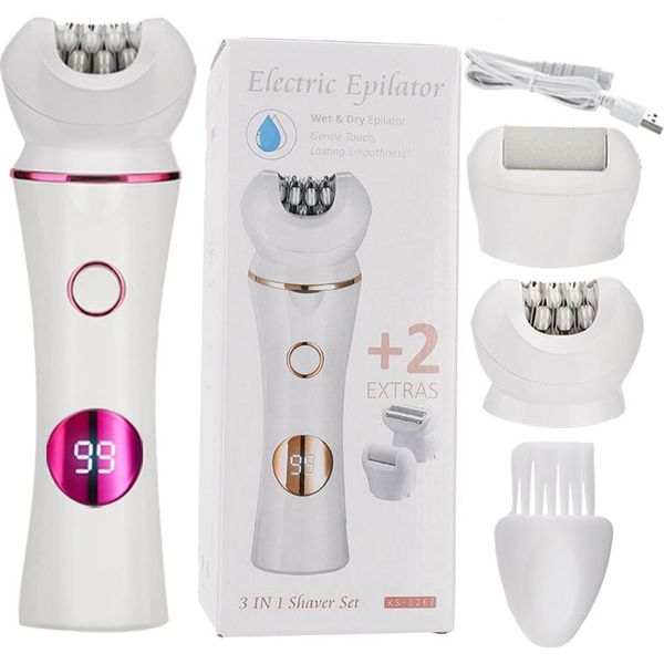Inf Kit 3 In 1 Per La Cura Del Corpo - Rasoio, Epilatore E Lima Per I Piedi Bianco+Rosa-image