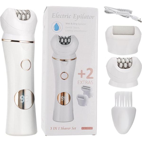 Inf Kit 3 In 1 Per La Cura Del Corpo - Rasoio, Epilatore E Lima Per I Piedi Bianco+Oro-image