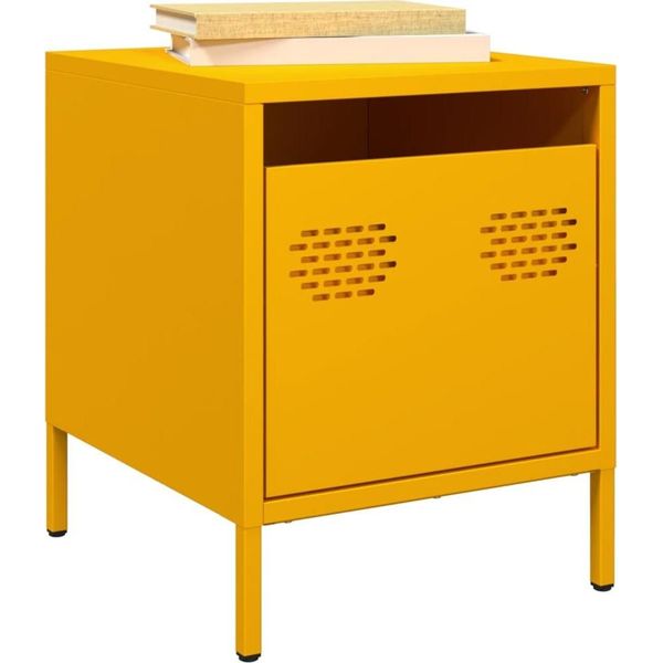 Maison Exclusive - Comodini 2 Pz. Giallo Senape 35X39X43,5 Cm Acciaio-image
