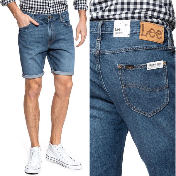Lee Uomo, Pantaloncini Rider Short, Slim Fit, W31, Blu, Pantaloncini, Pantaloni,-image