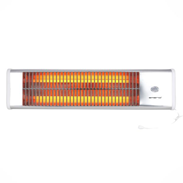 Riscaldatore Da Parete Al Quarzo Emerio QH-104263.6 - Fino A 18 M² - Elemento Riscaldante Al Quarzo - 2 Livelli Di Riscaldamento - Interruttore A Strappo - Montaggio A Parete - Lunghezza Cavo 1,4 M - 1200W-image