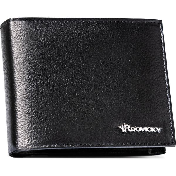 Rovicky | Portafoglio Da Uomo Grande E Spazioso, In Vera Pelle, Nero, 13X10 Cm-image