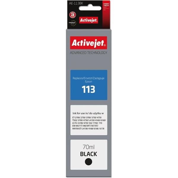 Activejet Ae-113Bk Ink (Replacement For Epson 113 C13T06B140; Supreme; 70 Ml; Black)-image
