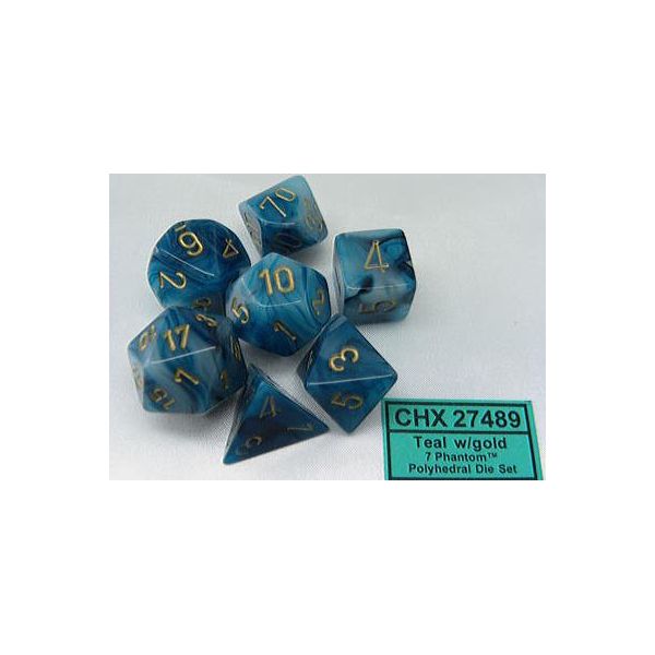 Chessex - Phantom - Set Di 7 Matrici - Verde/Oro-image