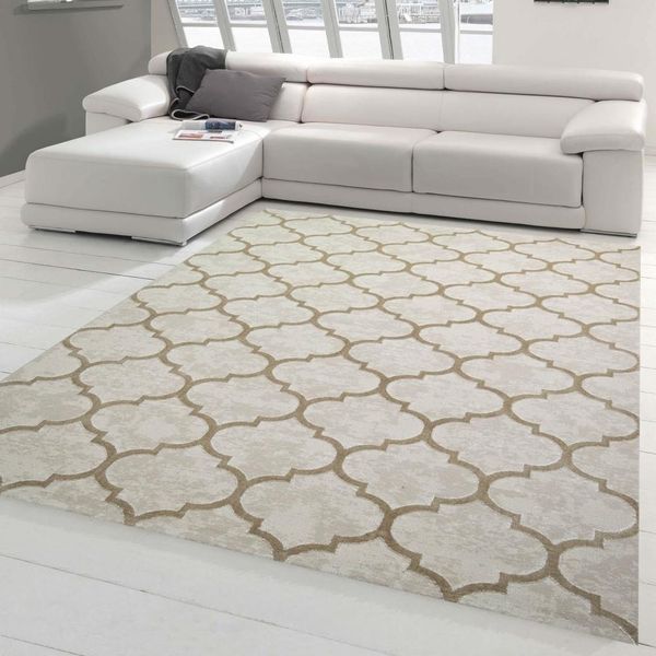 Tappeto Da Camera Con Motivo Marocchino In Beige Dimensioni - 140 X 200 Cm-image