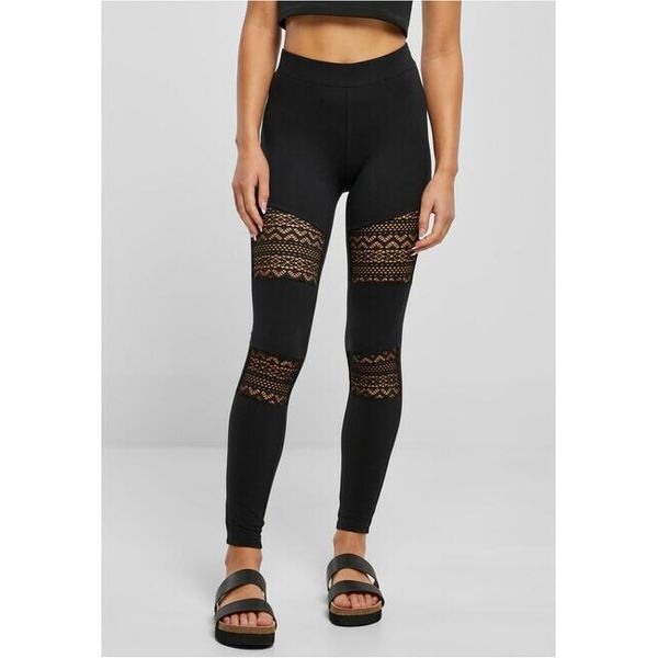 DáMské Leginy Urban Classics Ladies Crochet Lace Inset Leggings Nero - S-image