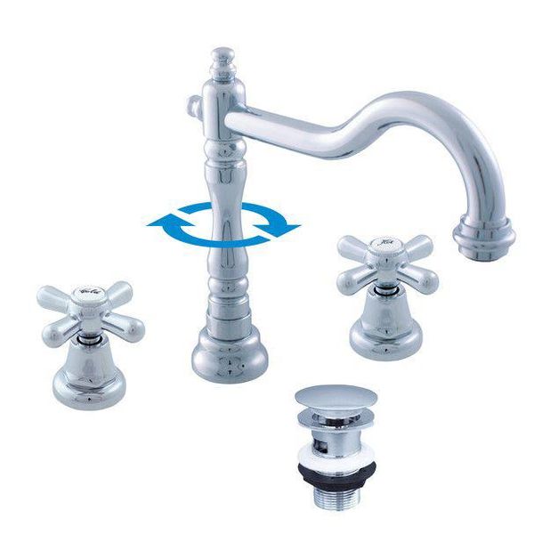 Miscelatore Per Lavabo Con Uscita Click-Clack Morava Retro, Colore: Cromo, Dimensione: 3/8'' (MK132.0)-image