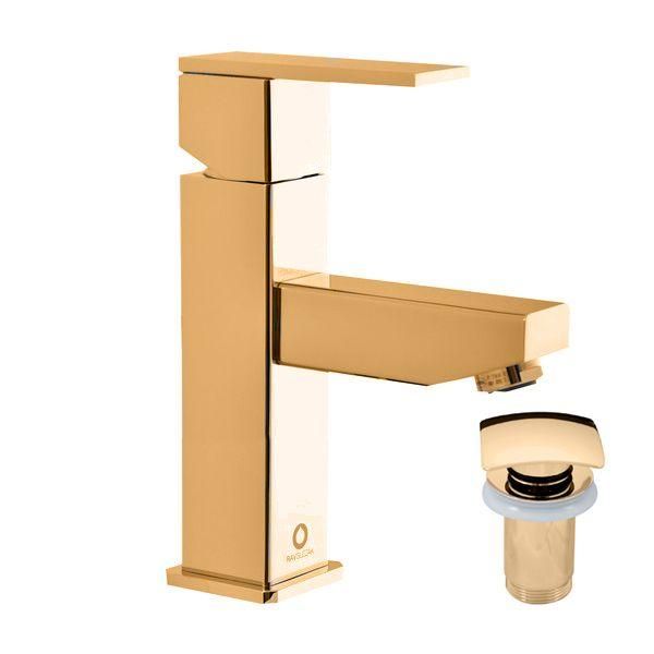 Miscelatore Per Lavabo Con Bocca Click-Clack Loira Oro, Colore: Oro, Dimensione: 3/8'' (LR529.0KZ)-image