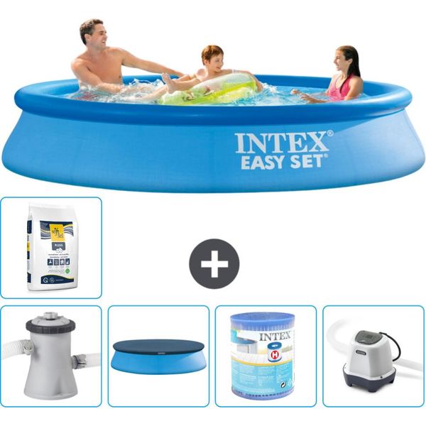 Piscina Gonfiabile Rotonda Easy Set Di Intex - 305 X 61 Cm - Blu - Incluso Coperchio Pompa - Filtro - Sistema Di Acqua Salata -Per Piscina-image