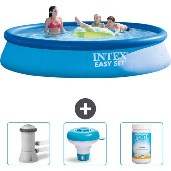 Piscina Easy Set Gonfiabile Rotonda Intex - 396 X 84 Cm - Blu - Pompa Filtro Inclusa Per Piscina - Galleggiante Per Cloro - Cloro-image