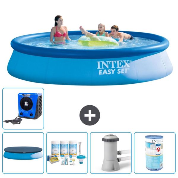 Piscina Gonfiabile Rotonda Intex Easy Set - 396 X 84 Cm - Blu - Include Copertura - Pacchetto Manutenzione - Pompa Filtro Per Piscina - Filtro - Pompa Di Calore-image