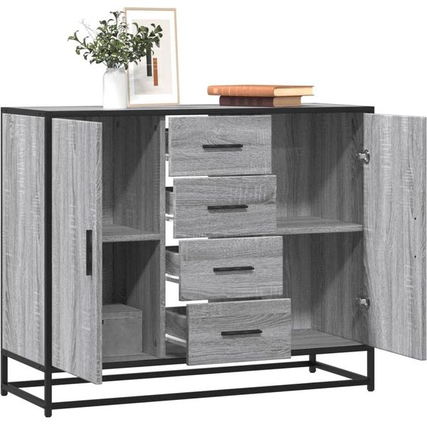 Maison Exclusive - Credenza Grigio Sonoma 92X35X76 Cm In Legno Multistrato-image