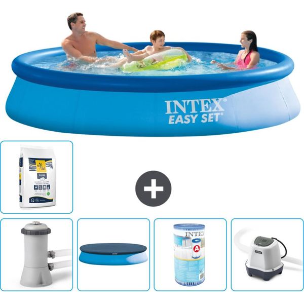 Piscina Gonfiabile Rotonda Easy Set Di Intex - 366 X 76 Cm - Blu - Inclusa Copertura Pompa - Filtro - Sistema Di Acqua Salata -Per Piscina-image