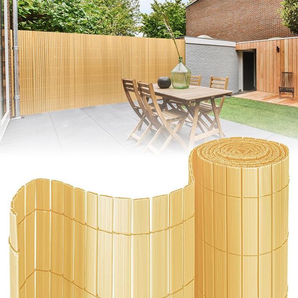 Hengda 120X600Cm Privacy Schermo Stuoia Pvc Bambù Privacy Schermo Giardino Privacy Recinzione Balcone Recinzione Frangivento Balcone Pannellatura, Bambù-image