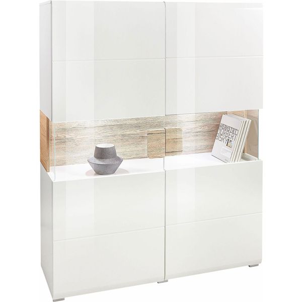 Cassettiera Tartu 121X37X153Cm Colore Selezionabile, Bianco/Rovere Sanremo-image
