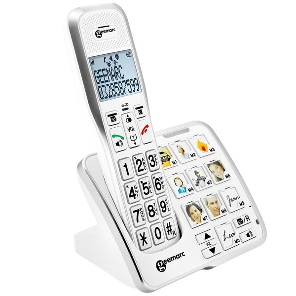Geemarc, Telefono Per Anziani Con Tasti Fotografici E Suono Amplificato Amplidect 595 Photo, Bianco-image