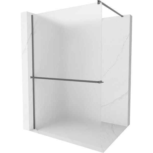 Mexen Kioto+ Pannello Doccia Con Ripiano Walk-In 70 X 200 Cm, Brina, Gun Metal - 800-070-121-95-30-image