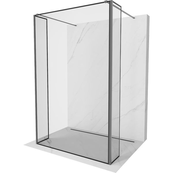 Mexen Kioto Parete Doccia Autoportante 140 X 30 X 30 Cm, Cornice Nera, Gun Metal - 800-140-030-222-95-70-030-image