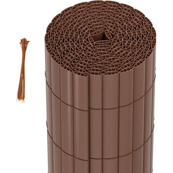 Hengda Pvc Privacy Schermo Mat Privacy Recinzione Balcone Frangivento Privacy Schermo Per Recinzione Marrone 160X700Cm-image