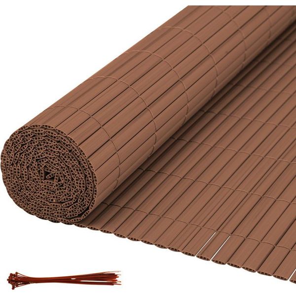 Jayseuw Pvc Privacy Schermo Mat Privacy Recinzione Balcone Frangivento Privacy Schermo Per Recinzione Marrone 140X300Cm-image