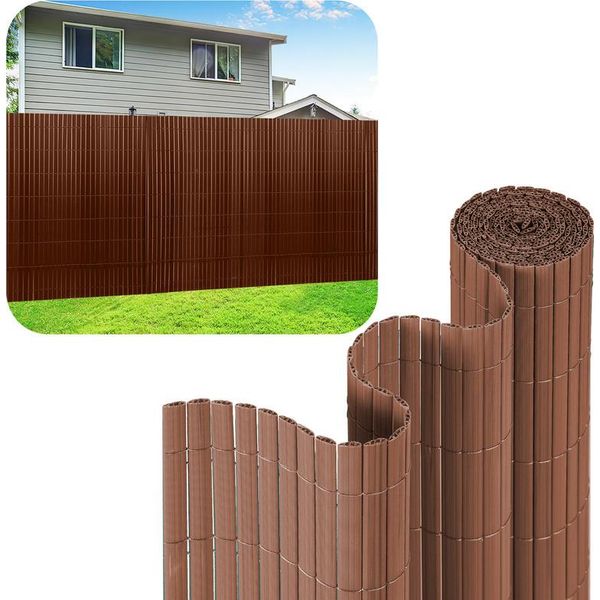 Aopunly Pvc Privacy Schermo Mat Privacy Recinzione Balcone Frangivento Privacy Schermo Per Recinzione Marrone 140X700Cm-image