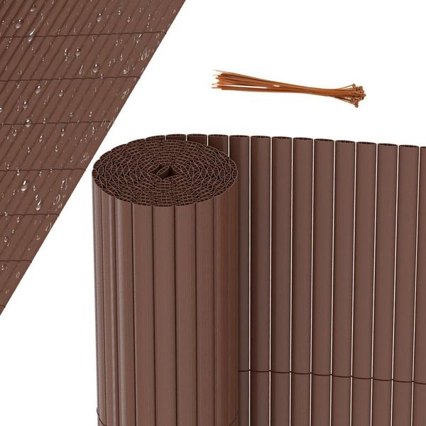 Aopunly Pvc Privacy Schermo Mat Privacy Recinzione Balcone Frangivento Privacy Schermo Per Recinzione Marrone 120X500Cm-image