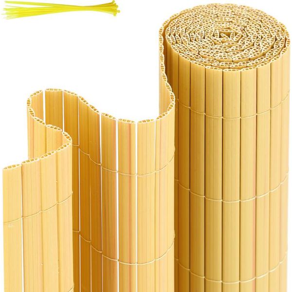 Aopunly Pvc Privacy Screen Mat Privacy Fence Privacy Screen For Fence Balcony Bamboo 1.6 X 4M-image
