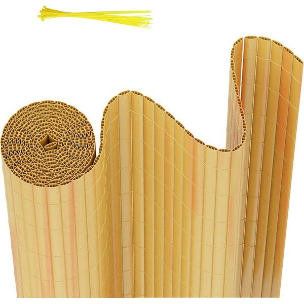 Jayseuw Pvc Privacy Schermo Mat Privacy Recinzione Balcone Frangivento Privacy Schermo Per Recinzione Bambù 140X600Cm-image
