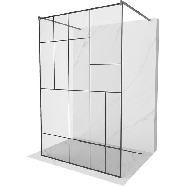 Mexen Kioto Parete Doccia Free-Standing 130 X 200 Cm, Motivo Nero 8 Mm, Gun Metal - 800-130-002-95-78-image