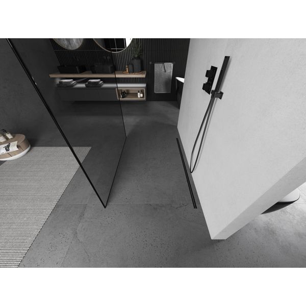 Mexen Kioto Pannello Doccia Autoportante 130 X 200 Cm, Cornice Nera 8 Mm, Gun Metal - 800-130-002-95-70-image