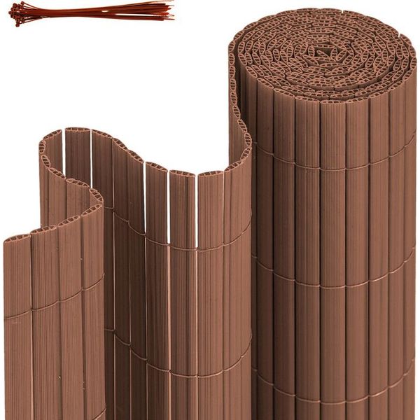 Aopunly Pvc Privacy Screen Mat Privacy Fence Privacy Screen For Fence Balcony Brown 1.2 X 3M-image